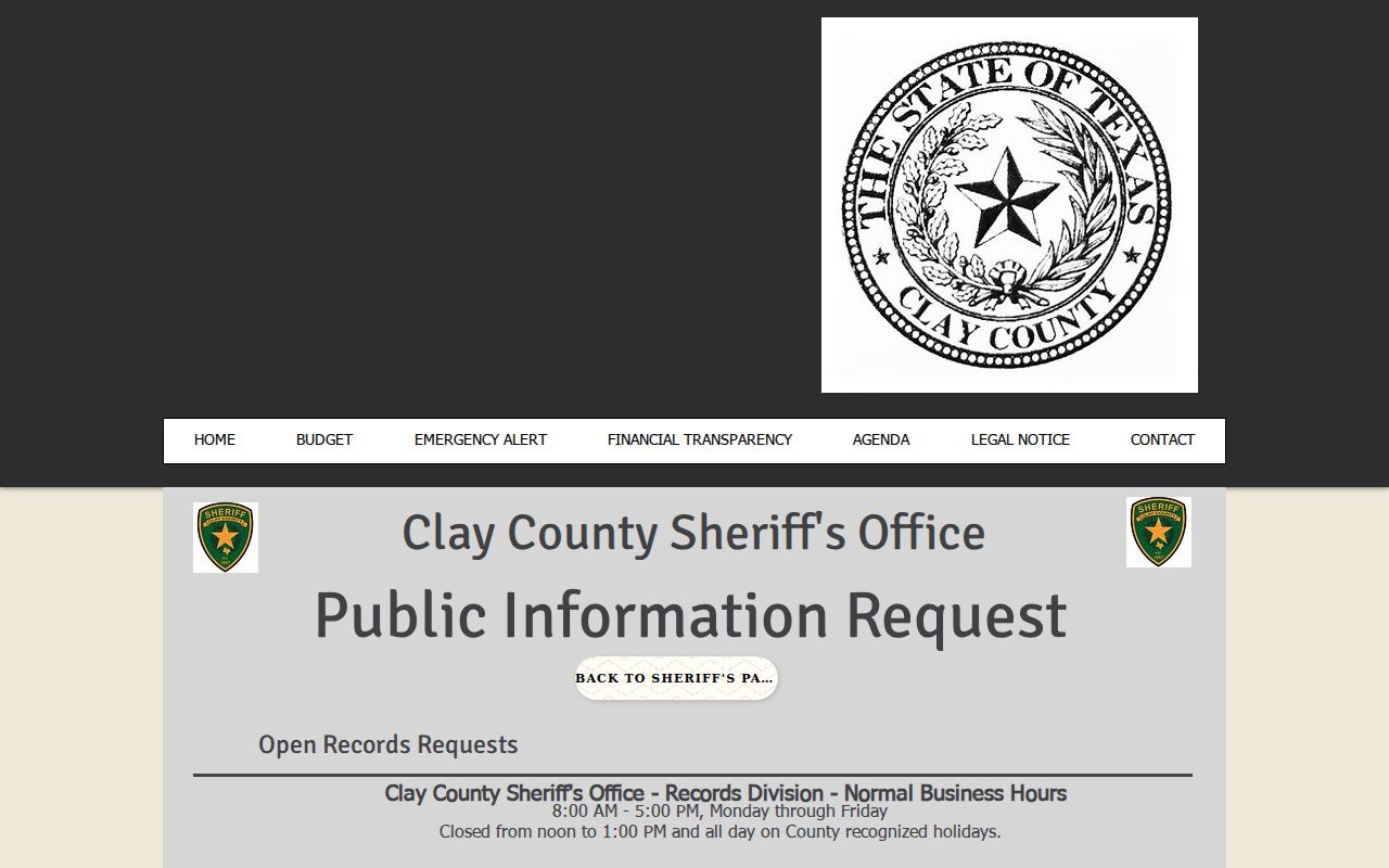 Clay County arrest record request channels at the Sheriff Records Division