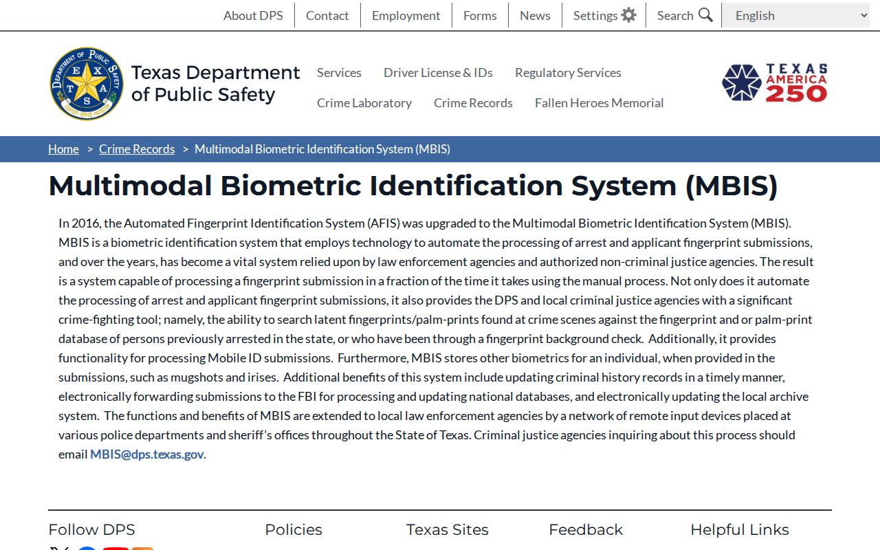 Clay County arrest fingerprint reporting to Texas DPS biometric systems