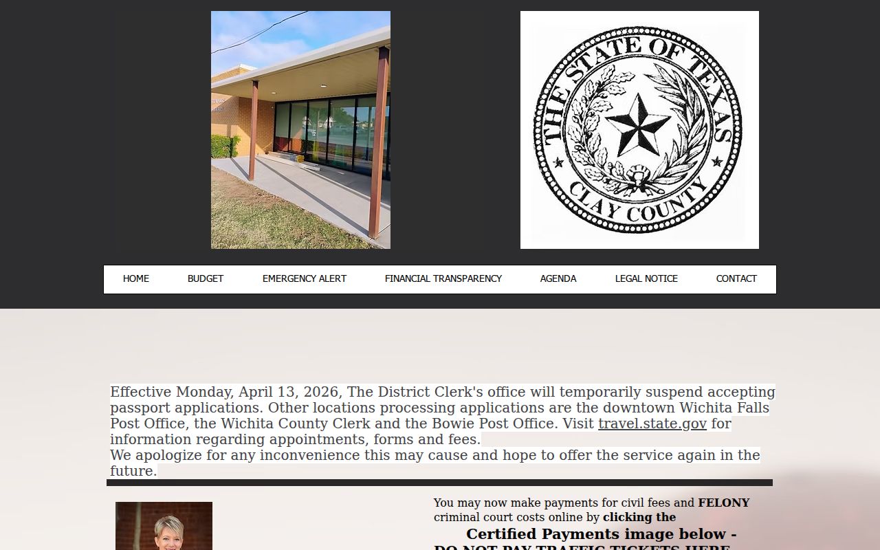 Clay County District Clerk felony record access page