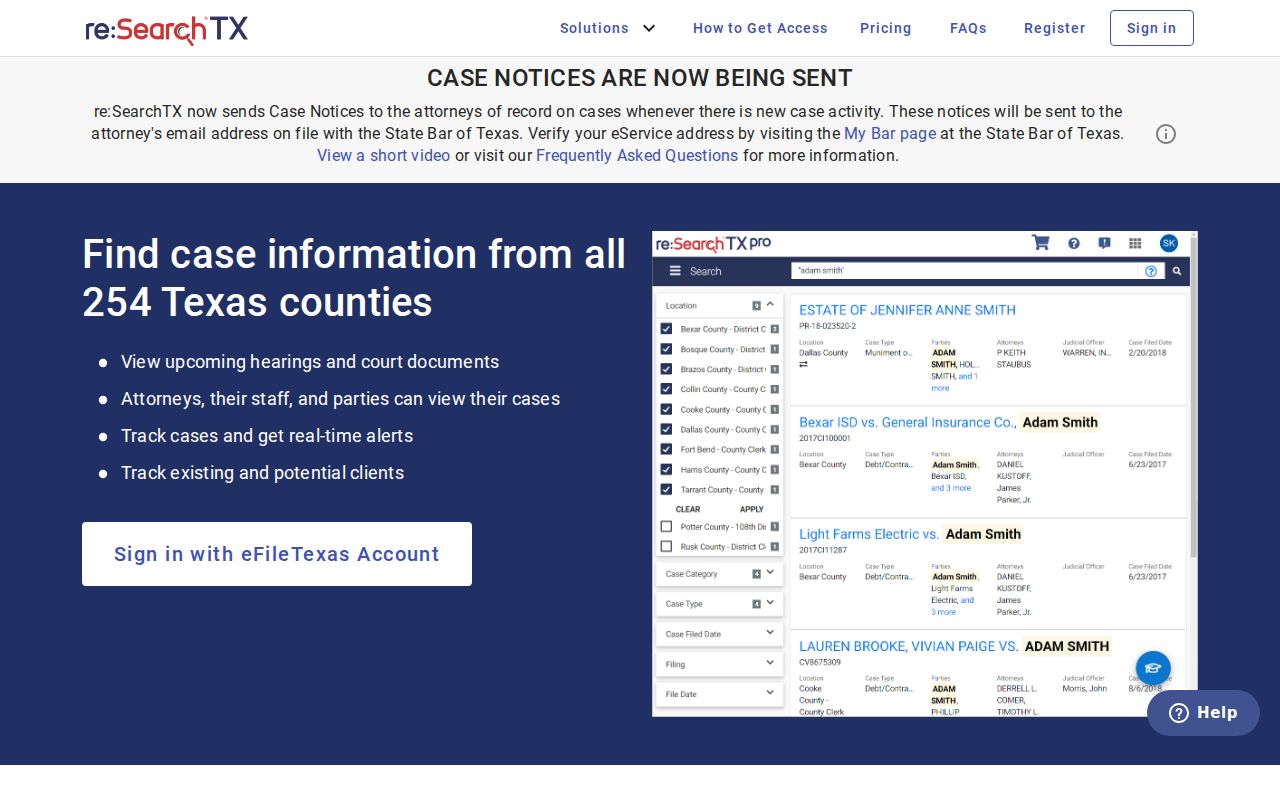 re:SearchTX case search linked by the Clay County District Clerk