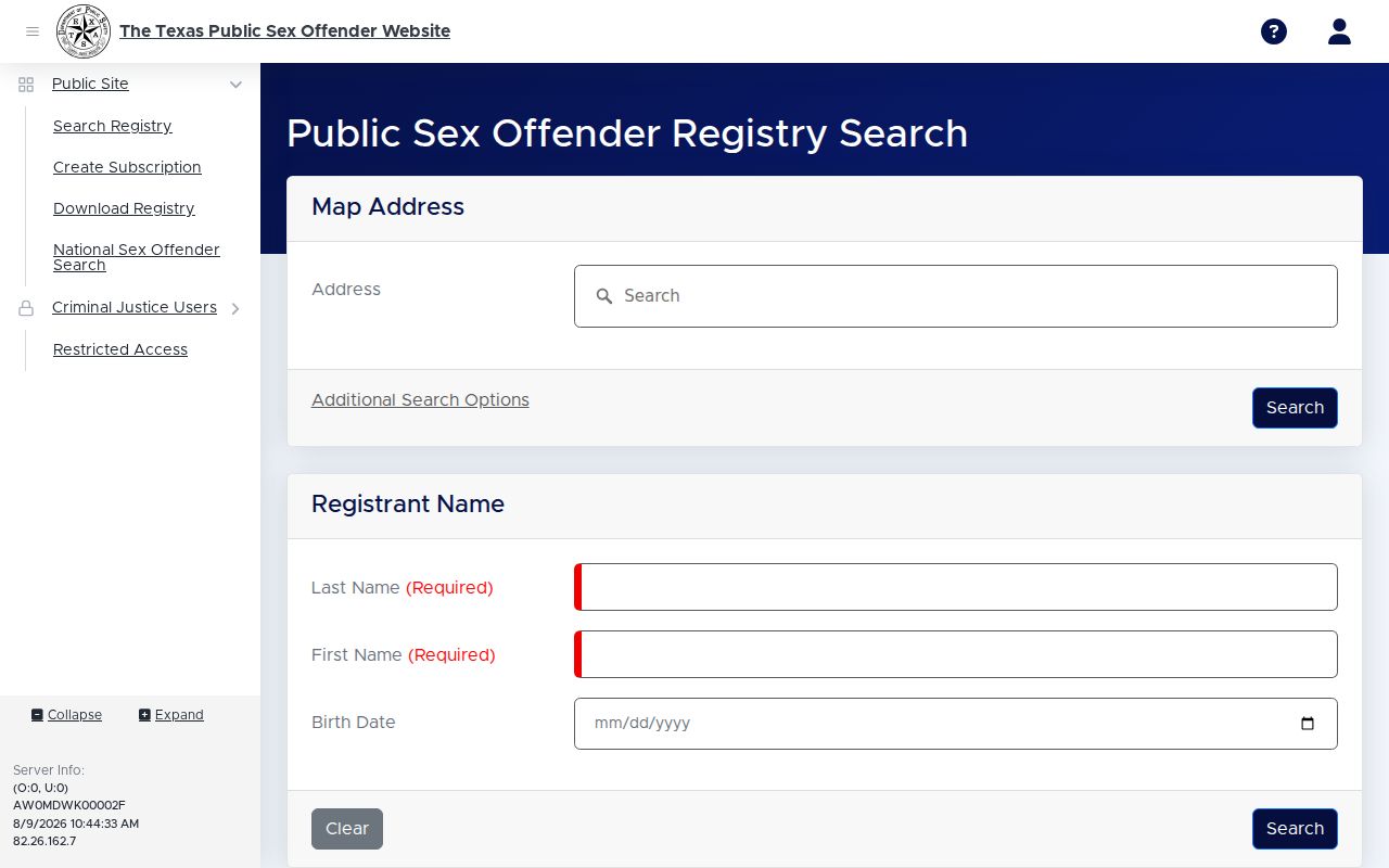Clay County sex offender search on the Texas DPS registry